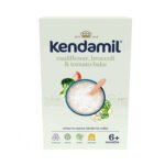 Каша Kendamil молочна кукурудзяно-рисова з цвітіною капустою, броколі та помідорою