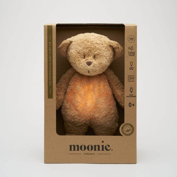 Ведмедик cпіваючий з нічником Moonie cappuccino в коробці