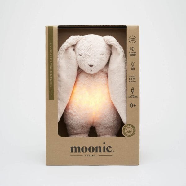 Органічний зайчик з нічником Moonie Rose в коробці