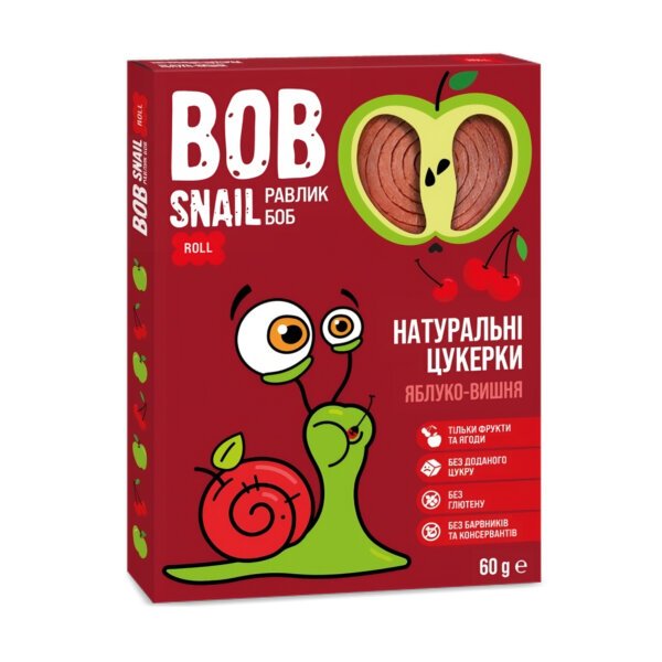 Цукерки яблуко-вишня 60 гр. Bob Snail