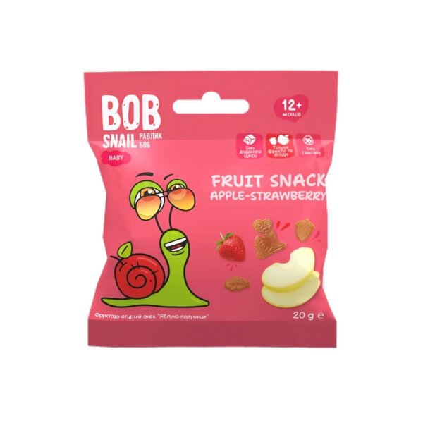 Снеки Bob snail яблуко- полуниця 20 гр.