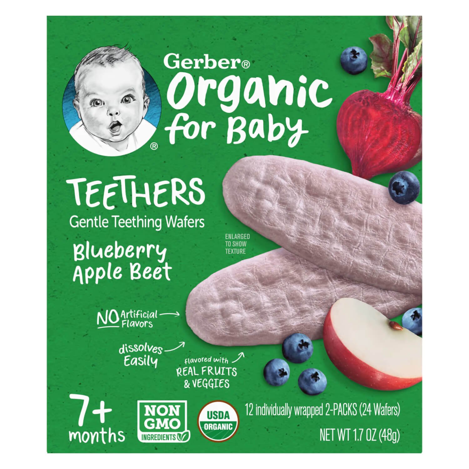 Вафелька Gerber organic буряк, лохина, яблуко