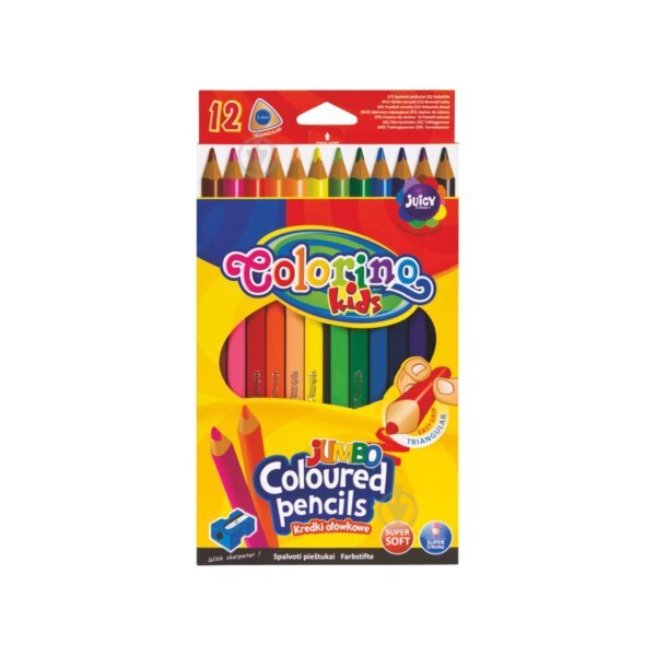 Олівці кольорові трикутні 12 кольорів Colorino Jumbo