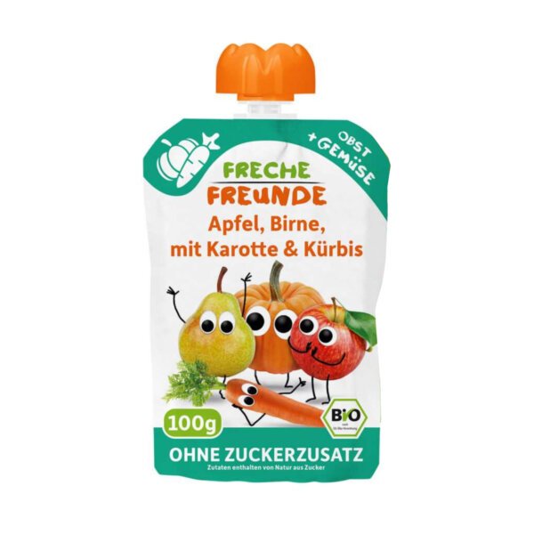 Пюре Freche Freunde гарбуз, яблуко, груша, морква