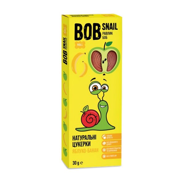 Цукерки яблуко-банан 30 гр. Bob Snail