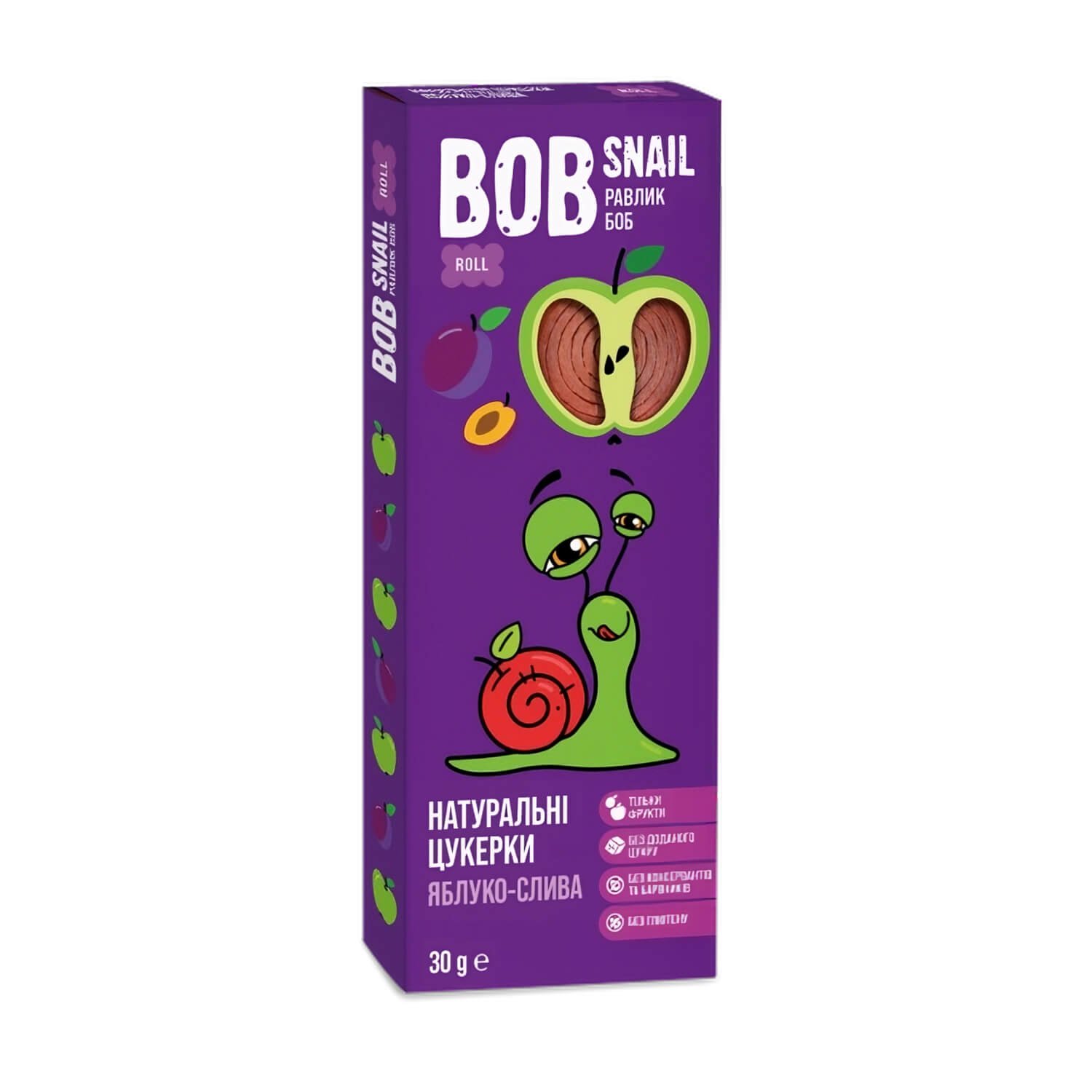 Цукерки яблуко-слива 30 гр. Bob Snail